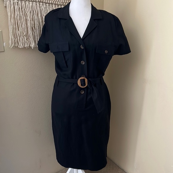 Talbots linen black dress sz 12 - Picture 6 of 8